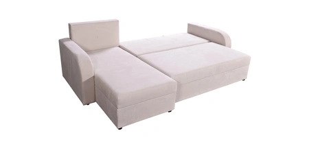 Ecksofa mit Schlaffunktion Scarlo beige universal in Positionierung Ecksofa für Wohnzimmer aus strapazierfähigem Veloursstoff