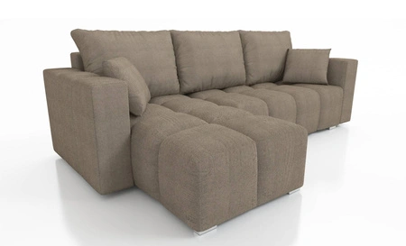 Ecksofa mit Schlaffunktion Linco dunkelbeige universal modernes Ecksofa für Wohnzimmer strukturierter Stoff mit interessanter Oberfläche