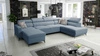 Ecksofa mit Schlaffunktion Savona VI blau links elegantes und bequemes Ecksofa für Wohnzimmer mit zwei Bettkästen 