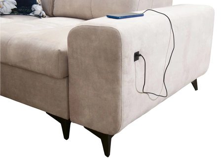 Ecksofa mit Schlaffunktion Buffalo II beige rechte Seite funktionelles und stilvolles Ecksofa mit verstellbaren Kopfstützen