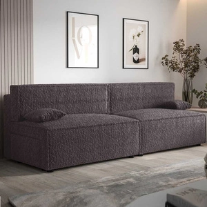 Brandon XL Schlafsofa graphit modernes Design und breiter Funktionsstoff mit markanter Schlingenoberfläche