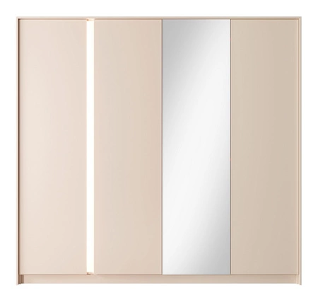 Beloit 223 cm Spiegelschrank Eiche beige moderne Form originelle vertikale LED-Beleuchtung idealer Kleiderschrank für Schlafzimmer