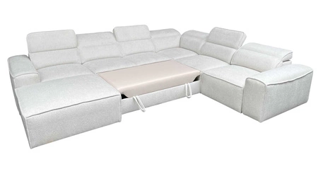 Ecksofa mit Schlaffunktion Viano VIII creme links modernes Ecksofa mit interessantem Design Container für Bettzeug