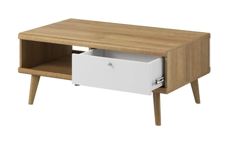 Möbel Set Primo Eiche Riviera / weiß modernes Design Möbel Kante mit speziellen Furnier sicher gehärtetem Glas getrimmt