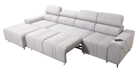 Ecksofa mit Schlaffunktion Castel XII blau linke Seite stilvolles und bequemes Ecksofa für Wohnzimmer funktionelle verstellbare Kopfstützen