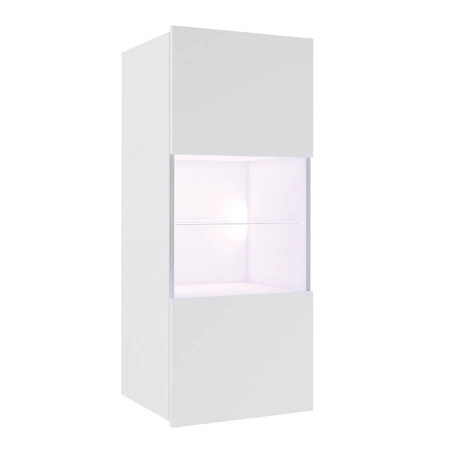 Hängedisplay Apulia 45 cm weiß glänzend minimalistisches Design stilvolle Vitrine für Wohnzimmer einfache Form, die in jedes Interieur passt