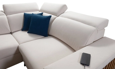 Ecksofa mit Schlaffunktion Kelly IV Indisch rosa links Samt bequemes Ecksofa verstellbare Kopfstützen seitlich mit Lamellen eingefasst