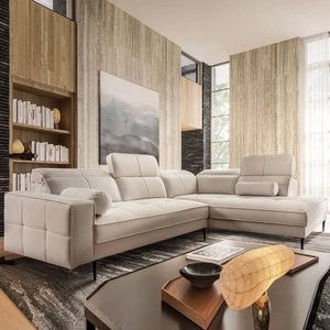 Ecksofa Samos beige rechts Ecke modernes Design schlichtes und stilvolles Design passend zu jeder Inneneinrichtung verstellbare Kopfstützen