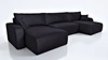 Ecksofa mit Schlaffunktion Fiesta U XL schwarz elegantes Ecksofa für Wohnzimmer mit Bettzeugablage Plüschstoff