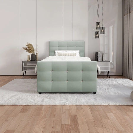 Boxspringbett Kansas 120x200 mintgrün Bett im modernen skandinavischen Stil mit gepolstertem Kopf- und Fußteil