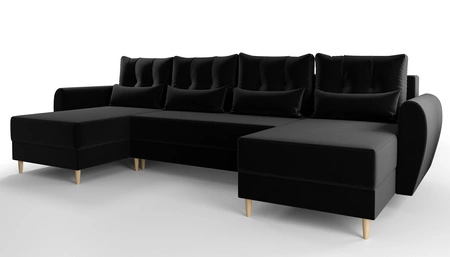 Ecksofa mit Schlaffunktion Rovigo U schwarz elegantes Ecksofa in skandinavischer Form mit garantiertem Komfort großes Bettzeugfach