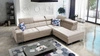 Ecksofa mit Schlaffunktion Hampton VII beige rechtsseitiges Ecksofa für Zimmer aus Samtstoff mit glatter Oberfläche