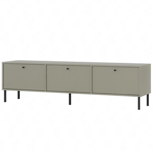 RTV-Schrank Kioto II 180 cm Eukalyptus stilvolles Design Metall schwarze Beine nach unten öffnende Türen Pastellfarben