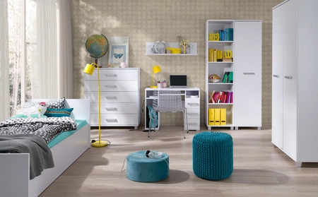 Bettzeugkasten Maximus 157 cm weiß modernes Design Hebeklappen auf Zylindern Einfassung mit Spezialfurnier verarbeitet