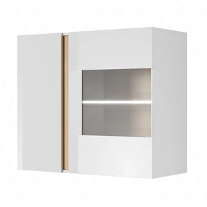 Hängeschrank Adria 97 cm glänzend weiß / Eiche grandson modernes Design Kanten mit speziellen Furnierelementen aus Sicherheitsglas verarbeitet