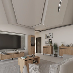 Osaka Möbelset Eiche evoke / schwarz modernes Design unterstrichen durch modische Farben hohe Metallbeine schwarz geschmackvolle geriffelte Front