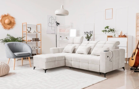 Ecksofa mit Schlaffunktion Laredo creme links komfortables und stilvolles Ecksofa mit Bettzeugcontainer