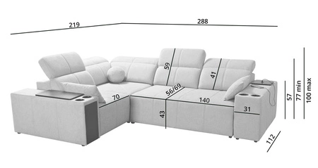 Ecksofa mit Schlaffunktion Tesalia II blau links bequemes Ecksofa für Wohnzimmer mit verschiebbarer Rückenlehne Bettzeugcontainer