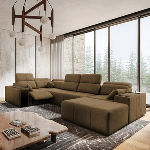 Ecksofa mit Schlaffunktion Tesalia IV Lux braun rechtsseitig stilvolles Ecksofa mit ausziehbarem Fußteil und Schiebefunktion der Rückenlehne