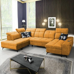 Ecksofa mit Schlaffunktion Buffalo VI gelb rechts Funktionelles und stilvolles Ecksofa mit drei Bettkästen