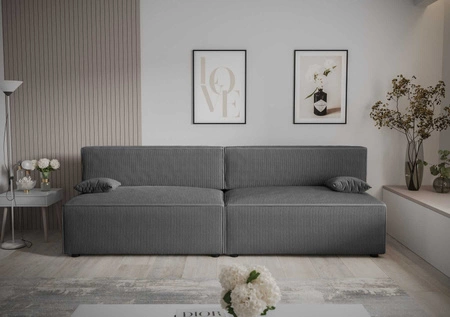 Brandon XL Schlafsofa grau modernes Design und breite Funktionalität dreidimensionaler Stoff mit ausdrucksvollen Streifen