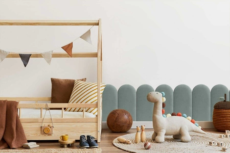 Wally gepolstertes Paneel 30x100 cm mint stilvolles Wandpaneel Zaun Veloursstoff modisches Finish für jede Einrichtung