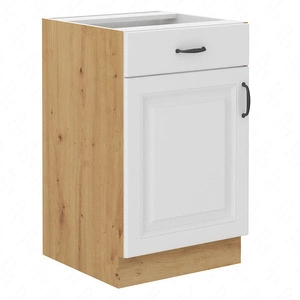 Stehender Küchenschrank mit Schublade und Regal Scandi 50 D 1F 1S BB Schrank dampf-, hitze- und auslaufsicher