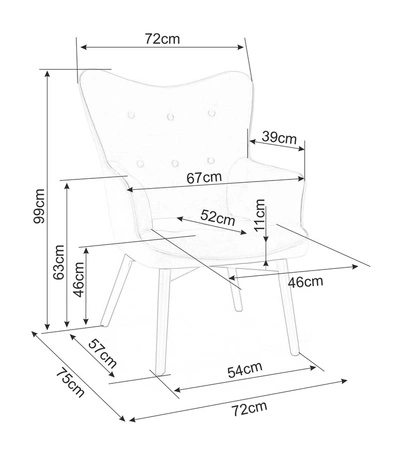 Carmen Sessel schwarz Fleck und kratzfest bequem beim Entspannen Holzbeine