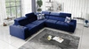 Ecksofa mit Schlaffunktion Hampton III navy blau links bequemes Ecksofa aus glattem und weichem Samtstoff