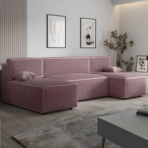 Ecksofa mit Schlaffunktion Brandon U heather Bettzeugcontainer dreidimensionaler Stoff mit ausdrucksstarken Streifen