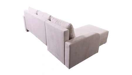 Ecksofa mit Schlaffunktion Scarlo beige universal in Positionierung Ecksofa für Wohnzimmer aus strapazierfähigem Veloursstoff