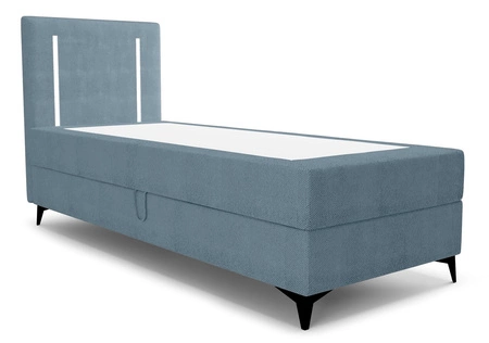 Boxspringbett Norco 80x200 blau stilvolles Bett mit Staukasten Beleuchtung im Kopfteil fügt eine einzigartige Note