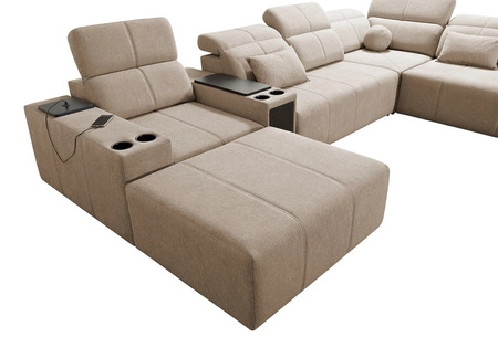 Ecksofa mit Schlaffunktion Tesalia V blau links Komfort-Ecksofa mit Schublade und Schiebefunktion der Rückenlehne