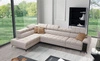 Ecksofa mit Schlaffunktion Bolmso XI beige linke Seite stilvolles Design Ecksofa Bett mit Schublade und Bettzeug Container