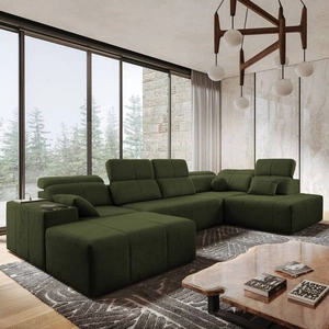 Ecksofa mit Schlaffunktion Tesalia VI grün links modernes und bequemes Ecksofa mit Schiebefunktion der Rückenlehne