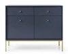 Kommode mit Schubladen Mono 104 cm Dunkelblau Minimalistisches Design stilvoller Griff schlichte Form mit metallischen goldenen Elementen