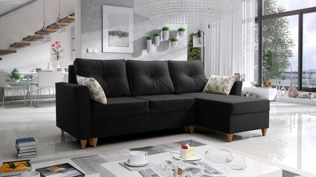 Ecksofa mit Schlaffunktion Topeka schwarz rechte Seite stilvolles und modernes Design, das sich in jede Einrichtung einfügt