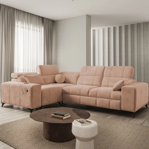 Ecksofa mit Schlaffunktion Penejos II lachsfarbener Komfort für die tägliche Erholung Ecksofa mit Bettkasten