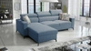 Ecksofa mit Schlaffunktion Savona blau links Bequemes und elegantes Ecksofa mit verstellbaren Kopfstützen Ziernaht