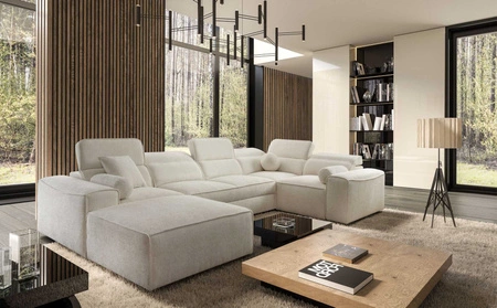 Ecksofa mit Schlaffunktion Viano IV creme links Designer Ecksofa das sich perfekt in moderne Einrichtungen einfügt