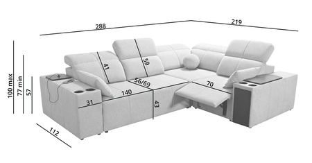 Ecksofa mit Schlaffunktion Tesalia II Lux grau rechts bequemes Ecksofa mit verschiebbarer Rückenlehne und ausziehbarer Fußstütze