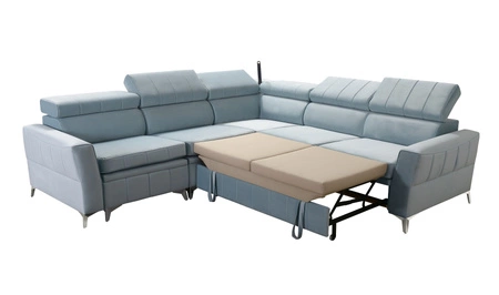 Ecksofa mit Schlaffunktion Rava IV brauner linksseitiger Samt Komfort bei der täglichen Erholung Container für Bettzeug