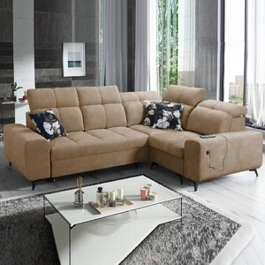 Ecksofa mit Schlaffunktion Buffalo II dunkelbeige rechts funktionelles und stilvolles Ecksofa mit verstellbaren Kopfstützen