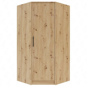 Caspe Eckschrank Eiche handwerklich modernes Design ABS-Finish und schwarze Griffe