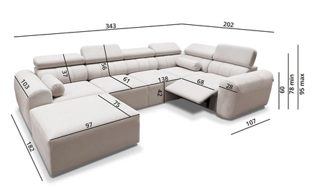 Ecksofa mit Schlaffunktion Cantare IV Lux ziegelrot links sorgfältig verarbeitetes Ecksofa für das Wohnzimmer mit hochklappbarer Fußstütze