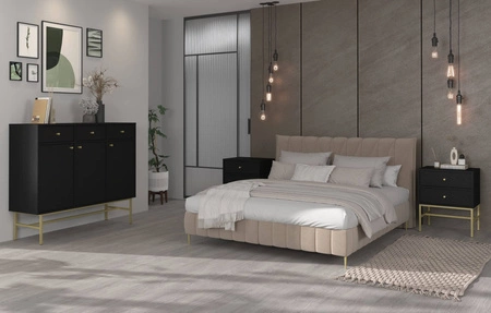 Kommode Kioto III 125 cm schwarz graphit minimalistische Form ideale Kommode für Schlafzimmer oder Wohnzimmer stabiler Rahmen