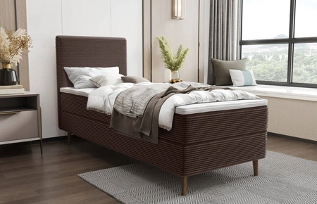 Boxspringbett Totti 80x200 braun stilvolles Bett mit Bettzeug Lagerung dreidimensionalen Stoff mit ausdrucksstarken Streifen