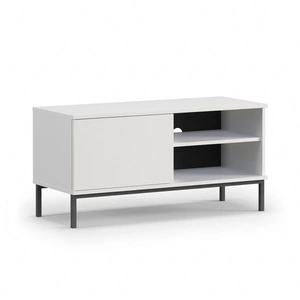 RTV Schrank Tutti 100 cm weiß einfache Form des Schrankes auf einem Metallsockel in schwarzem eleganten Design