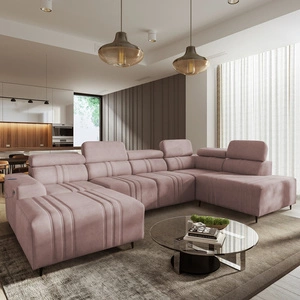 Ecksofa mit Schlaffunktion Castel VI rosa links komfortables und elegantes Ecksofa mit zwei Bettkästen