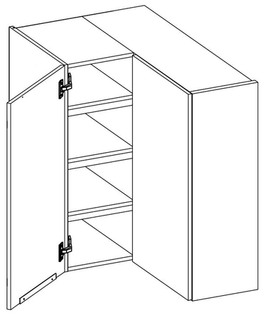 Eck-Küchenwandschrank Verdi 60x60 GN-90 2F feuchtigkeits- und beschädigung beständiger Schrank schwarze Metallgriffe